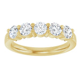14K Gold Round Lab-Grown Diamond Shared-Prong Five-Stone Anniversary Band – 3.75 mm Stones - Yellow Gold - view 3