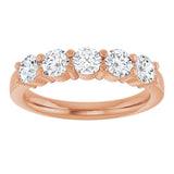 14K Gold Round Lab-Grown Diamond Shared-Prong Five-Stone Anniversary Band – 2.5 mm Stones - Rose Gold - view 3