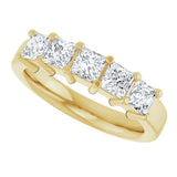 14K Gold Square Lab-Grown Diamond Shared-Prong Five-Stone Anniversary Band – 1/2–1 3/8 CTW - Yellow Gold - view 5