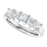 Platinum Square Lab-Grown Diamond Shared-Prong Five-Stone Anniversary Band – 1/2–1 3/8 CTW - view 5