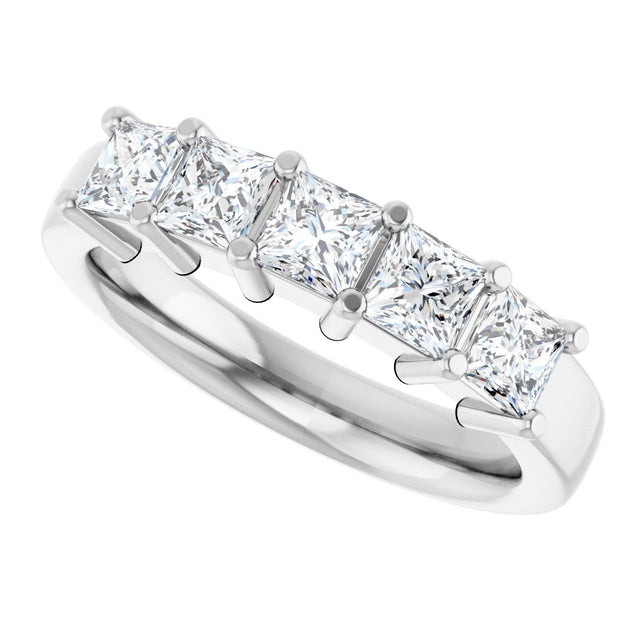 Platinum Square Lab-Grown Diamond Shared-Prong Five-Stone Anniversary Band – 1/2–1 3/8 CTW - view 5