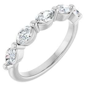 Platinum Marquise Natural Diamond Shared-Prong Anniversary Band – 1/4–1 CTW