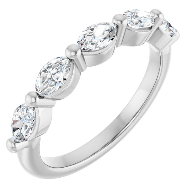14K Gold Marquise Lab-Grown Diamond Shared-Prong Anniversary Band – 1 CTW - White Gold