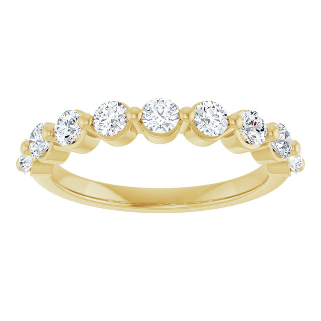 10K Gold Round Natural Diamond Shared-Prong Anniversary Band – 1/5–5/8 CTW - Yellow Gold - view 3