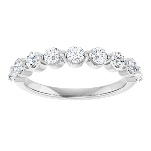 10K Gold Round Natural Diamond Shared-Prong Anniversary Band – 1/5–5/8 CTW - White Gold - view 3