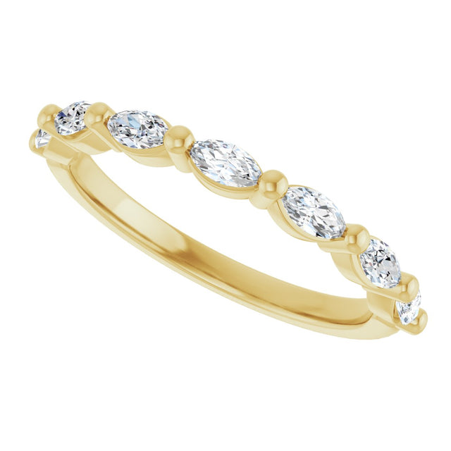 14K Gold Marquise Lab-Grown Diamond Shared-Prong Anniversary Band – 1/4–3/4 CTW - Yellow Gold - view 5