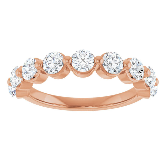 10K Gold Round Lab-Grown Diamond Shared-Prong Anniversary Band – 9/10–1 1/3 CTW - Rose Gold - view 3