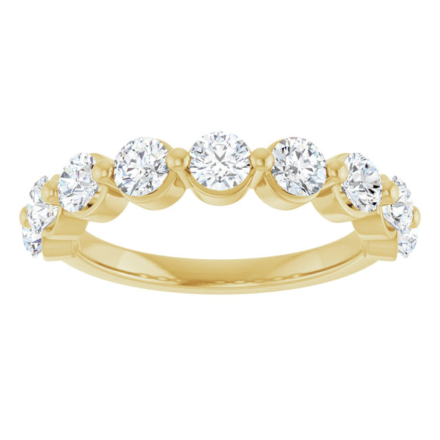10K Gold Round Lab-Grown Diamond Shared-Prong Anniversary Band – 9/10–1 1/3 CTW - Yellow Gold - view 3