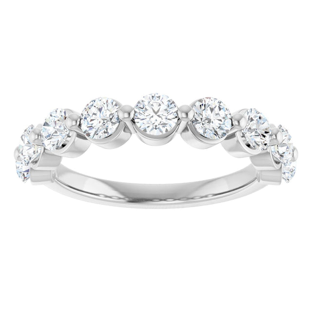 10K Gold Round Lab-Grown Diamond Shared-Prong Anniversary Band – 9/10–1 1/3 CTW - White Gold - view 3