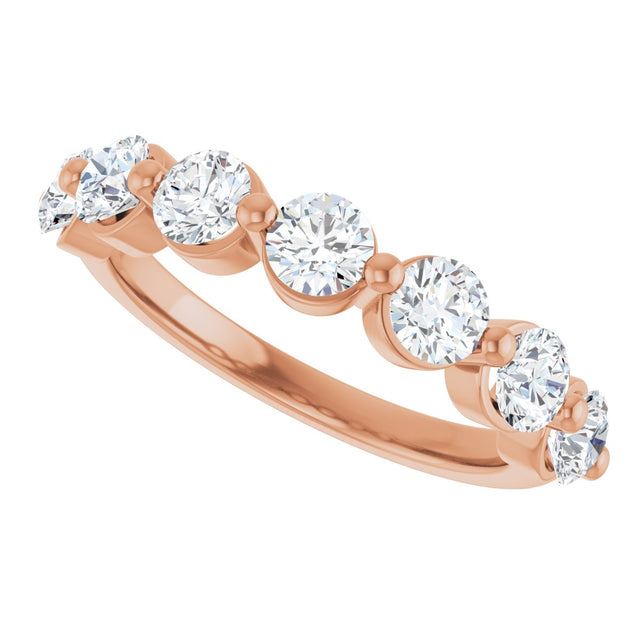 10K Gold Round Lab-Grown Diamond Shared-Prong Anniversary Band – 9/10–1 1/3 CTW - Rose Gold - view 5