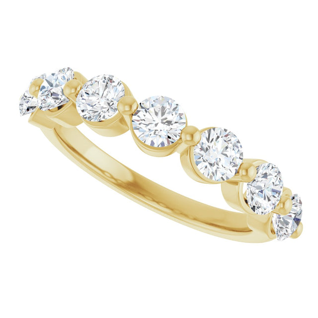 10K Gold Round Natural Diamond Shared-Prong Anniversary Band – 3/4–1 1/2 CTW - Yellow Gold - view 5