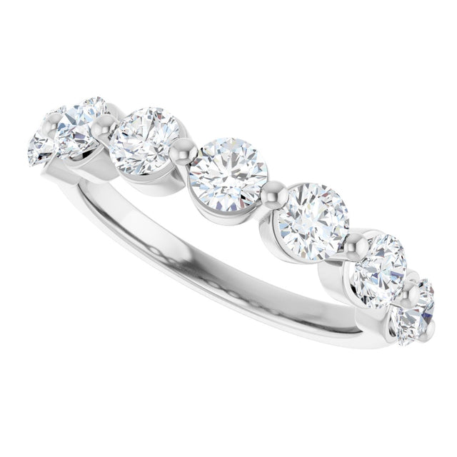 Platinum Round Lab-Grown Diamond Shared-Prong Anniversary Band – 3.75 mm Stones - view 5