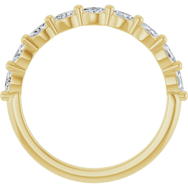 14K Gold Marquise Lab-Grown Diamond Shared-Prong Anniversary Band – 1/4–3/4 CTW - Yellow Gold - view 2