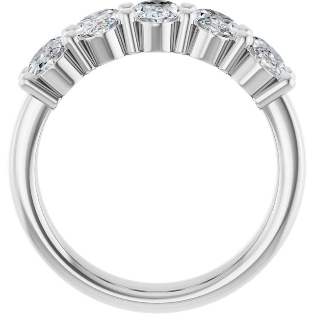 Platinum Oval Lab-Grown Diamond Shared-Prong Five-Stone Anniversary Band – 6x4 mm Stones - view 2