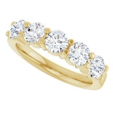 14K Gold Round Lab-Grown Diamond Shared-Prong Five-Stone Anniversary Band – 4.4 mm Stones - Yellow Gold - view 5