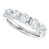 14K Gold Round Lab-Grown Diamond Shared-Prong Five-Stone Anniversary Band – 4.4 mm Stones - White Gold - view 5
