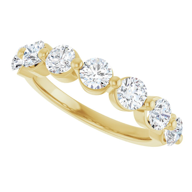 10K Gold Round Natural Diamond Shared-Prong Anniversary Band – 3/4–1 1/2 CTW - Yellow Gold - view 5