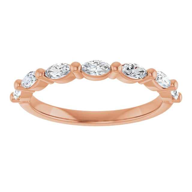 14K Gold Marquise Lab-Grown Diamond Shared-Prong Anniversary Band – 1/4–3/4 CTW - Rose Gold - view 3