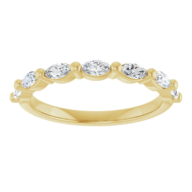 14K Gold Marquise Lab-Grown Diamond Shared-Prong Anniversary Band – 1/4–3/4 CTW - Yellow Gold - view 3