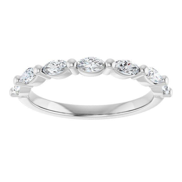Platinum Marquise Natural Diamond Shared-Prong Anniversary Band – 1/4–1 CTW - view 3