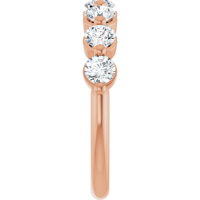 10K Gold Round Lab-Grown Diamond Shared-Prong Anniversary Band – 9/10–1 1/3 CTW - Rose Gold - view 4