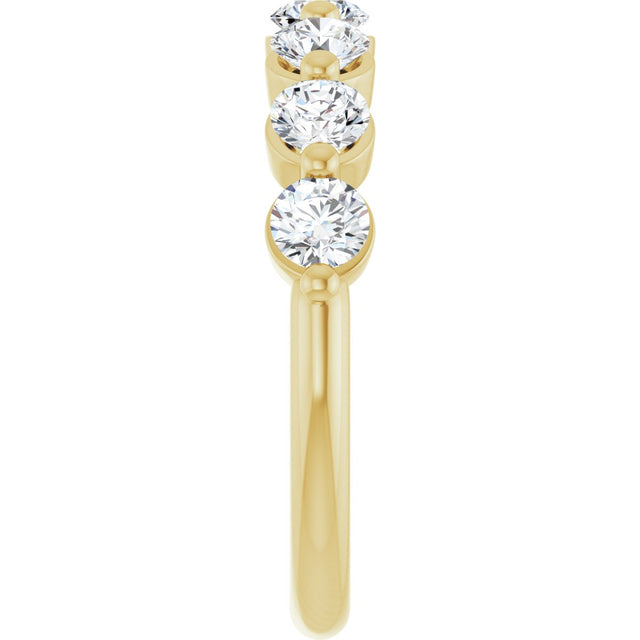 14K Gold Round Lab-Grown Diamond Shared-Prong Anniversary Band – 3.5 mm Stones - Yellow Gold - view 4