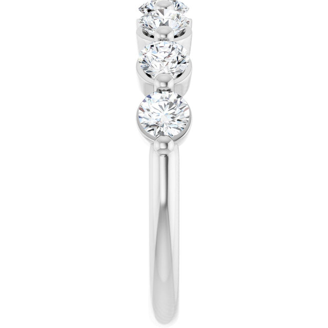 14K Gold Round Lab-Grown Diamond Shared-Prong Anniversary Band – 3.5 mm Stones - White Gold - view 4