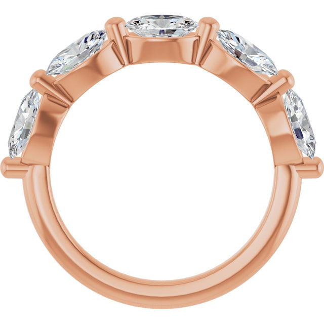 10K Gold Oval Natural Diamond Shared-Prong Anniversary Band – 1 1/3–1 7/8 CTW - Rose Gold - view 2