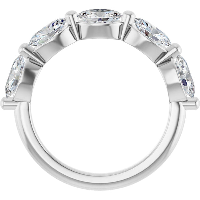 10K Gold Oval Lab-Grown Diamond Shared-Prong Anniversary Band – 9/10–2 CTW - White Gold - view 2