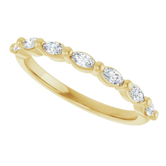 14K Gold Marquise Lab-Grown Diamond Shared-Prong Anniversary Band – 1/4–3/4 CTW - Yellow Gold - view 5