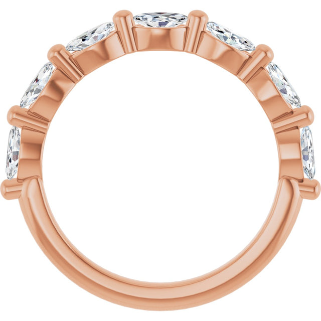 14K Gold Marquise Lab-Grown Diamond Shared-Prong Anniversary Band – 1/4–3/4 CTW - Rose Gold - view 2