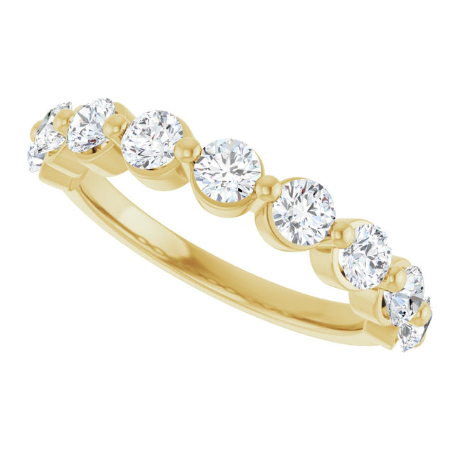 10K Gold Round Lab-Grown Diamond Shared-Prong Anniversary Band – 9/10–1 1/3 CTW - Yellow Gold - view 5