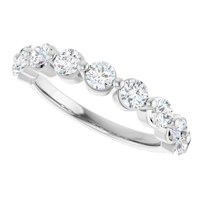 10K Gold Round Natural Diamond Shared-Prong Anniversary Band – 3/4–1 1/2 CTW - White Gold - view 5