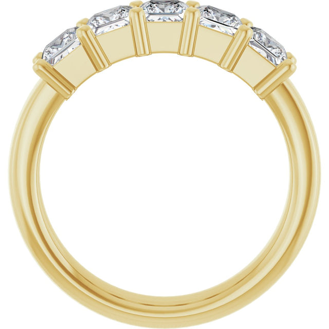 14K Gold Square Lab-Grown Diamond Shared-Prong Five-Stone Anniversary Band – 1/2–1 3/8 CTW - Yellow Gold - view 2