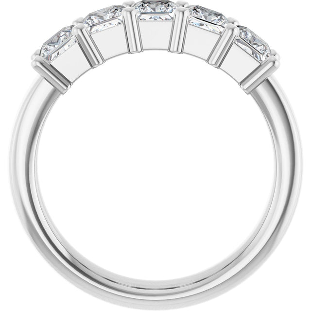 Platinum Square Lab-Grown Diamond Shared-Prong Five-Stone Anniversary Band – 1/2–1 3/8 CTW - view 2