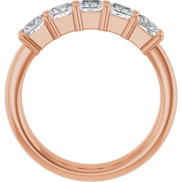 14K Gold Square Lab-Grown Diamond Shared-Prong Five-Stone Anniversary Band – 1/2–1 3/8 CTW - Rose Gold - view 2