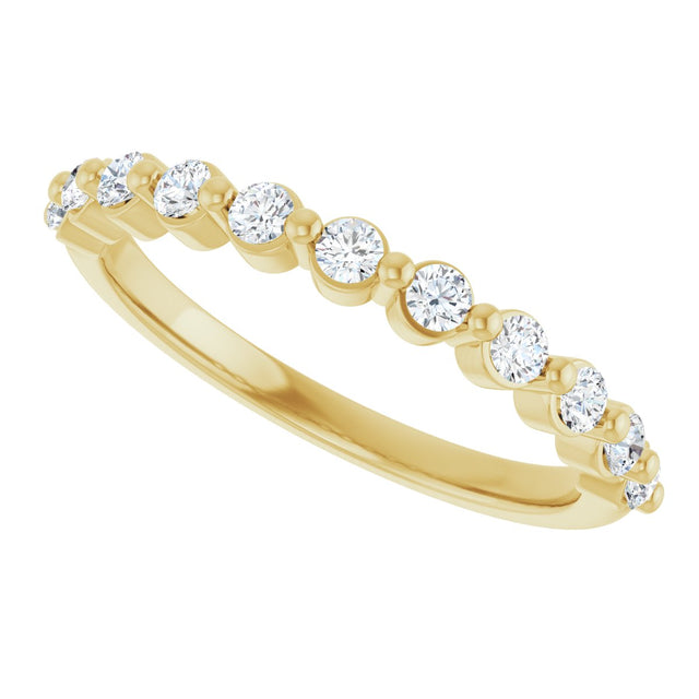10K Gold Round Natural Diamond Shared-Prong Anniversary Band – 1/5–5/8 CTW - Yellow Gold - view 5