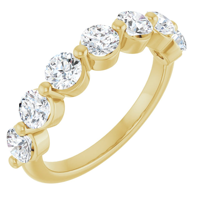14K Gold Round Lab-Grown Diamond Shared-Prong Anniversary Band – 3.8 mm Stones - Yellow Gold