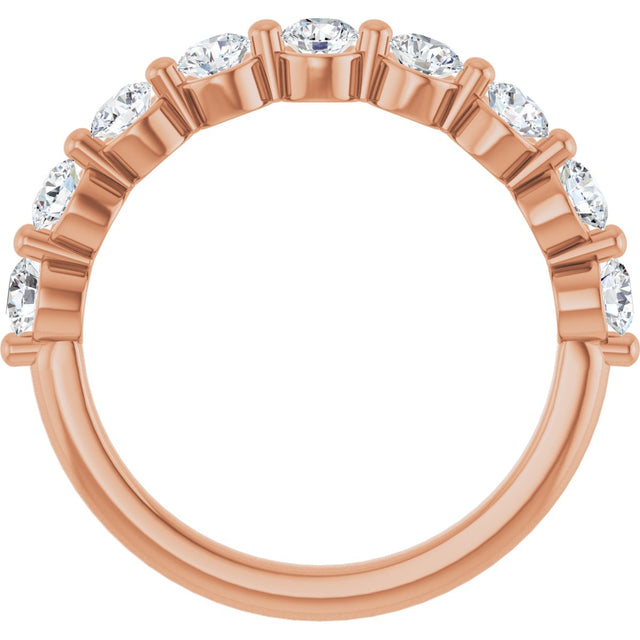 10K Gold Round Natural Diamond Shared-Prong Anniversary Band – 3/4–1 1/2 CTW - Rose Gold - view 2