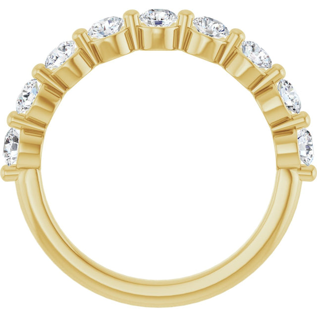 10K Gold Round Natural Diamond Shared-Prong Anniversary Band – 3/4–1 1/2 CTW - Yellow Gold - view 2