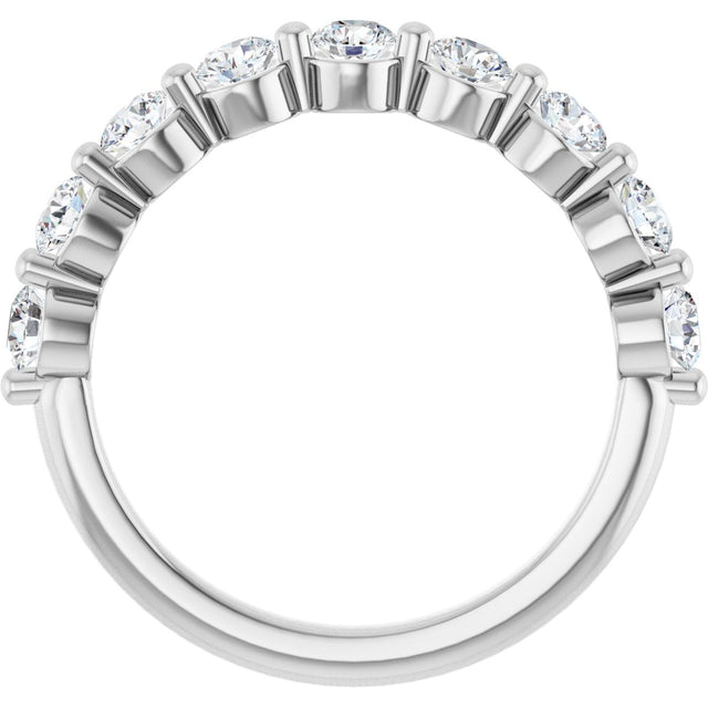 10K Gold Round Natural Diamond Shared-Prong Anniversary Band – 3/4–1 1/2 CTW - White Gold - view 2