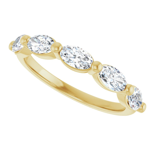 10K Gold Oval Lab-Grown Diamond Shared-Prong Anniversary Band – 9/10–2 CTW - Yellow Gold - view 5
