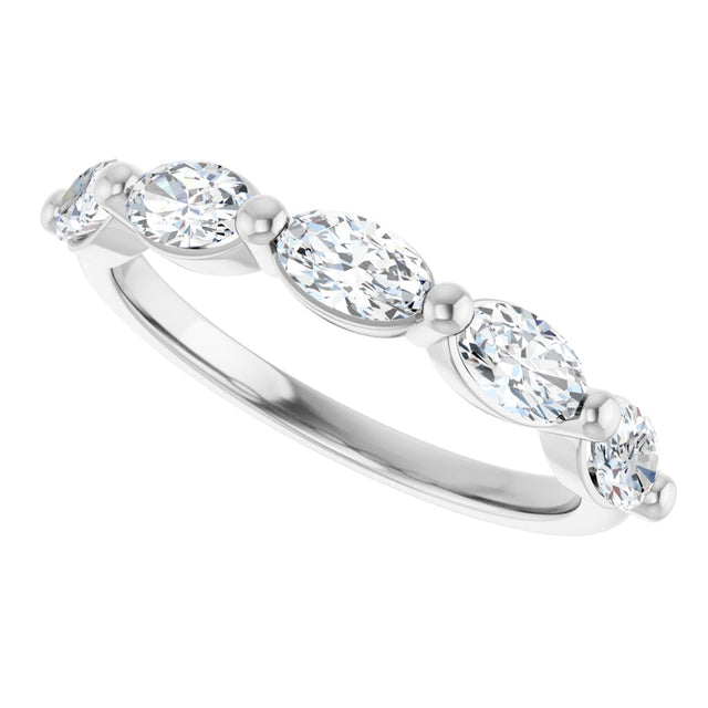 10K Gold Oval Lab-Grown Diamond Shared-Prong Anniversary Band – 9/10–2 CTW - White Gold - view 5