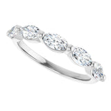 10K Gold Oval Natural Diamond Shared-Prong Anniversary Band – 1 1/3–1 7/8 CTW - White Gold - view 5