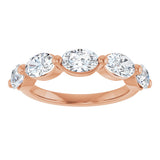 10K Gold Oval Natural Diamond Shared-Prong Anniversary Band – 1 1/3–1 7/8 CTW - Rose Gold - view 3