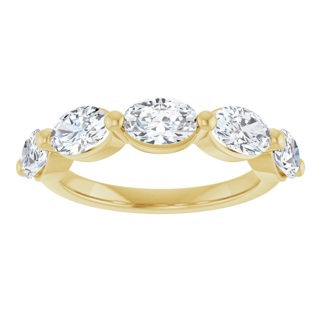 10K Gold Oval Lab-Grown Diamond Shared-Prong Anniversary Band – 9/10–2 CTW - Yellow Gold - view 3