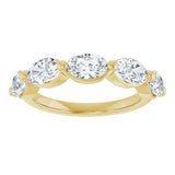 10K Gold Oval Natural Diamond Shared-Prong Anniversary Band – 1 1/3–1 7/8 CTW - Yellow Gold - view 3