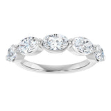 10K Gold Oval Lab-Grown Diamond Shared-Prong Anniversary Band – 9/10–2 CTW - White Gold - view 3