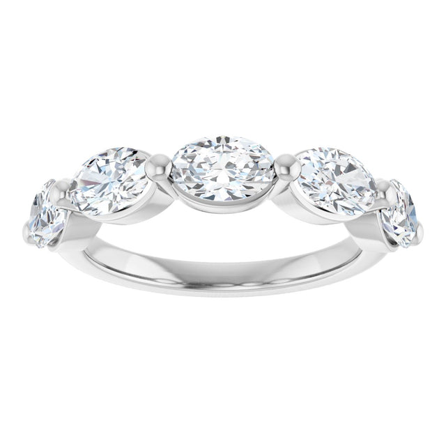 10K Gold Oval Lab-Grown Diamond Shared-Prong Anniversary Band – 9/10–2 CTW - White Gold - view 3