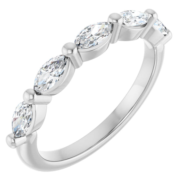 14K Gold Marquise Lab-Grown Diamond Shared-Prong Anniversary Band – 1/4–3/4 CTW - White Gold
